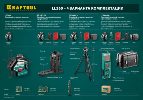 KRAFTOOL LL360, лазерный нивелир (34645)
