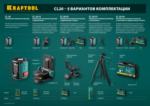 KRAFTOOL CL 20 #3, лазерный нивелир (34700-3)