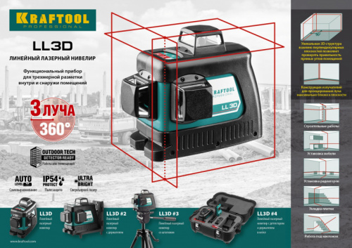 KRAFTOOL LL 3D #2, лазерный нивелир (34640-2)